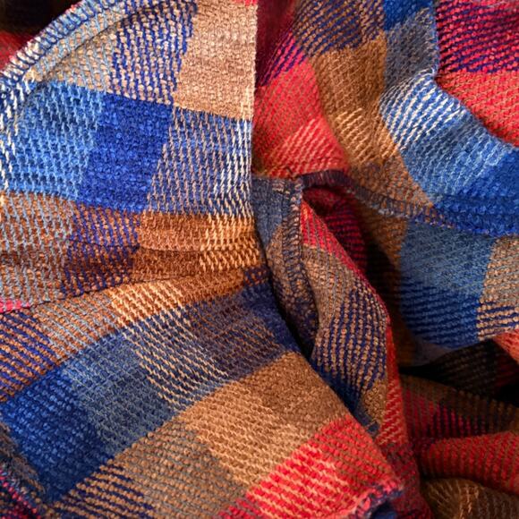 Upcycled Plaid Flannel Jacket Naughty Nice I Tried Patch Christmas Holiday Cozy - Picture 6 of 6